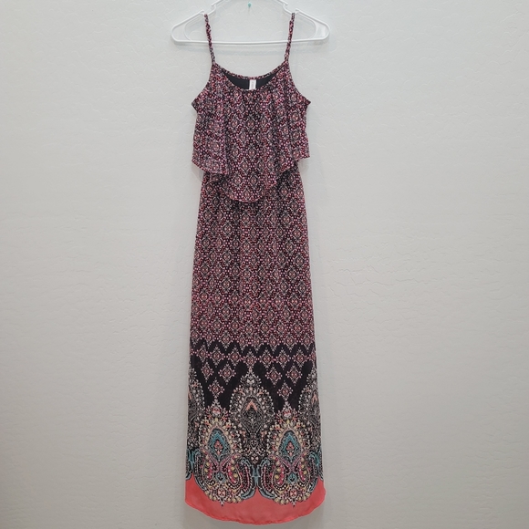 💕 Xhilaration Boho Red & Black Maxi Dress Women's Size XS - Picture 10 of 10